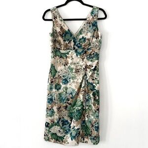 2/$10 Donna Ricco Floral V-Neck Ruche Empire Waist Womens Mini Dress Size 6P